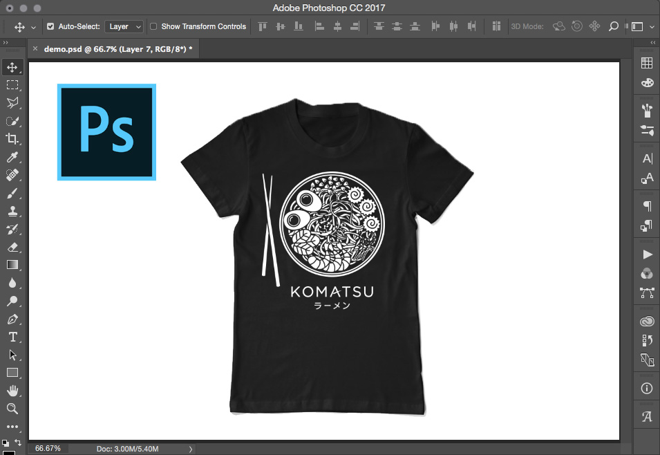 Add your own design to a t shirt mock up in Photoshop in 1 minute