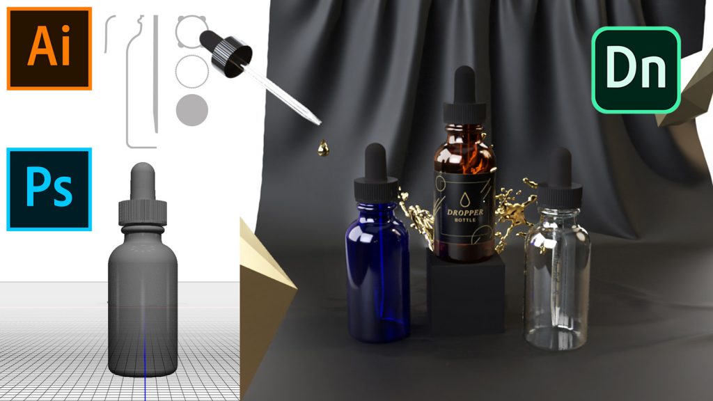 Create A Dropper Bottle D Object (.obj) In Illustrator & Photoshop For Adobe Dimension