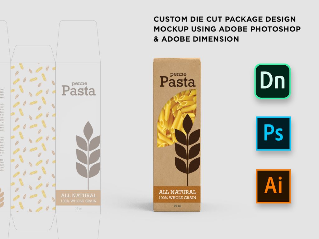 Custom Die Cut Package Design Mockup Using Adobe Photoshop Adobe Dimension