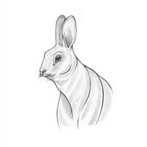 Bunny Rabbit Graphic Illustration Pencil Drawing