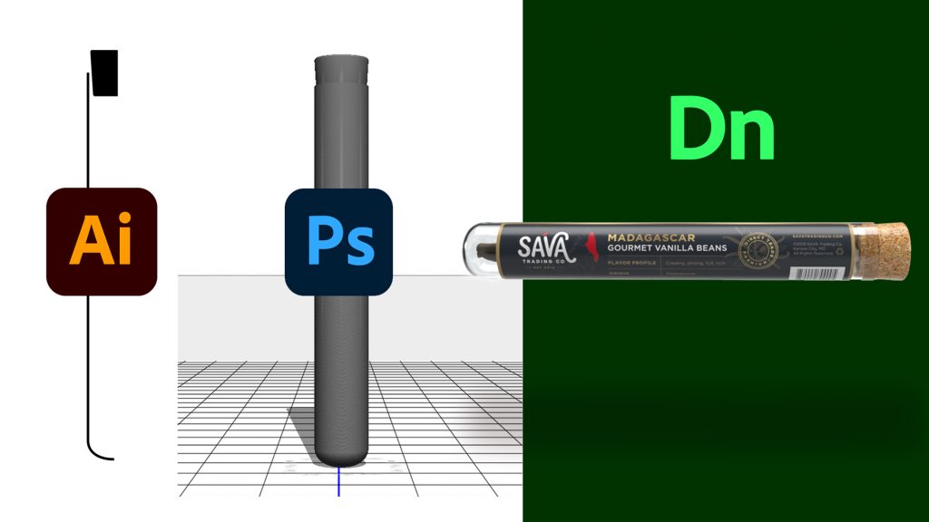 Create D Objects (.OBJ) Using Illustrator & Photoshop For Adobe Dimension Glass Vial Product Mock Ups