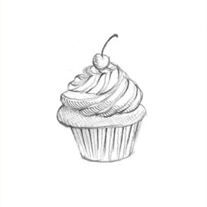 Cupcake Graphic Illustration Pencil Drawing
