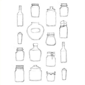 Jars Containers Graphic Illustration Pencil Drawing