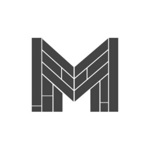 M Monogram Geometric Herringbone Chevron Plank Logo Symbol 