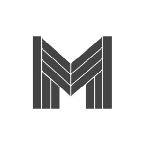 M Monogram Geometric Herringbone Chevron Plank Logo Symbol