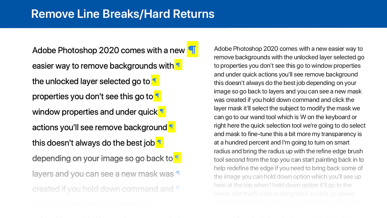 How To Remove Line Breaks Or Hard Returns In Text Using MS Word TextEdit Ashley Cameron Design