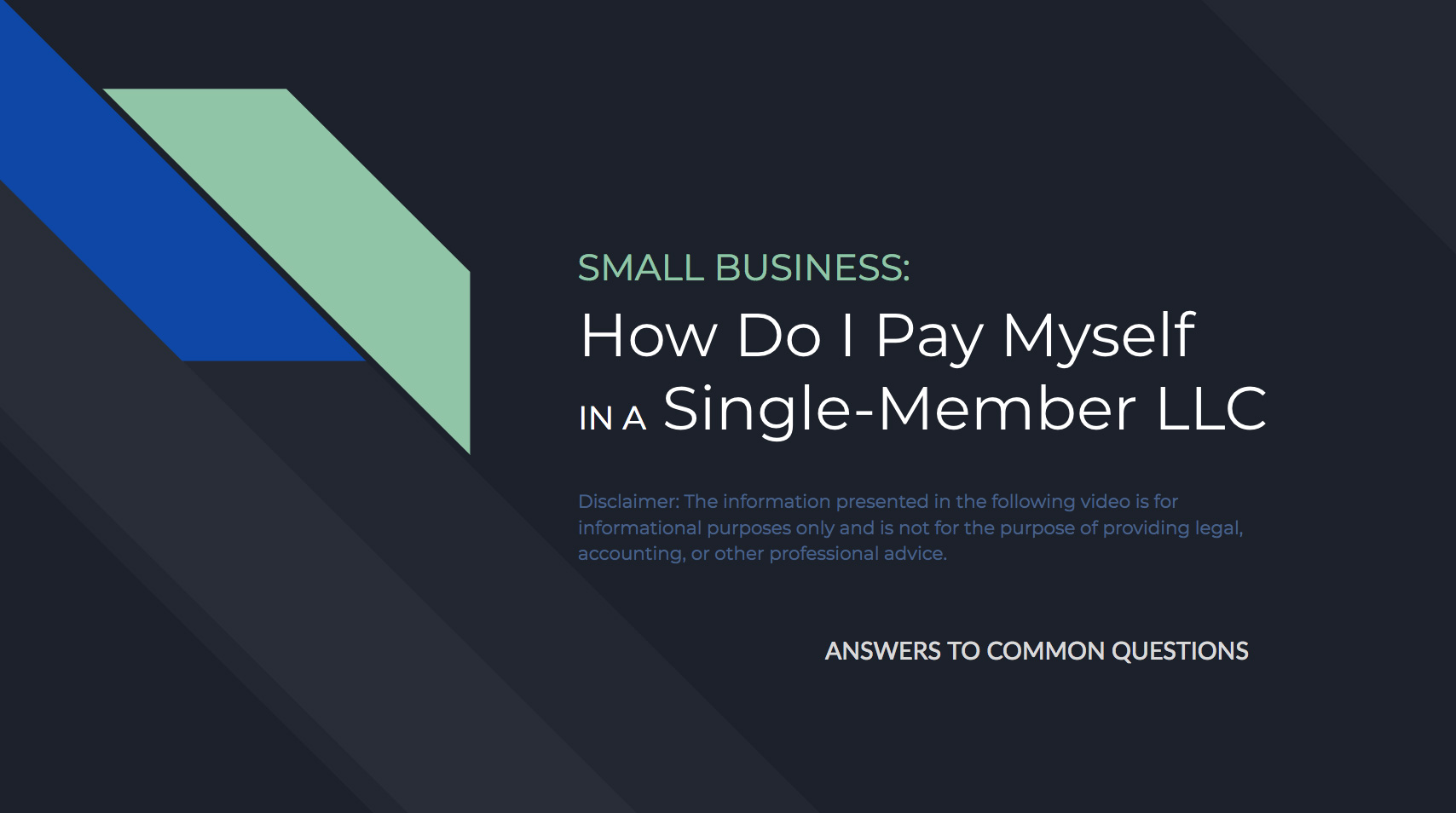 Small Business Single Business Llc Pay Yourself